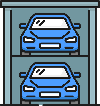 Two-Storey Parking Line Icon, Double Deck Park